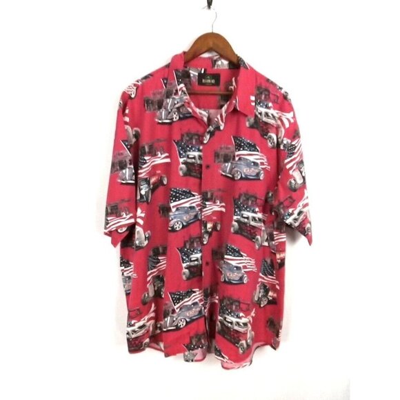 RedHead Other - Redhead Shirt Men's Size 3XL Red Button Up Classic Car American Flag